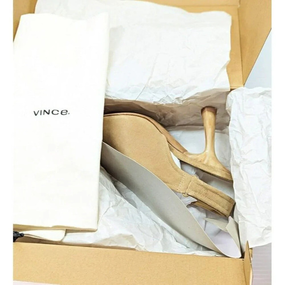 Vince Women's Quest Slingback High Heel Sandals in Dune Suede Size 6 (MSRP $350) - Picture 9 of 10